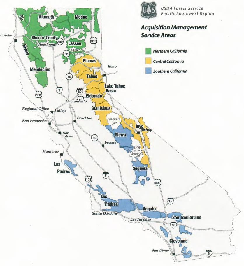 Appendix D: USDA National Forest Service Lands in California Figure D.1. USDA National Forest Service areas in California.