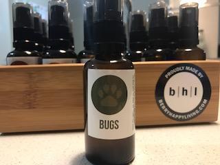 BUGS Pets attract bugs. This blend is a non-toxic alternative way to deter ants, mosquitoes and flies from annoying your dog.