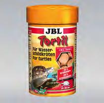 Floats on the water surface. 70313 1000 ml 150 g 6 70314 2500 ml 430 g 1 JBL Tortil Food tablets for turtles Add variety to your animals diet. Rich in protein from fish and shrimp.
