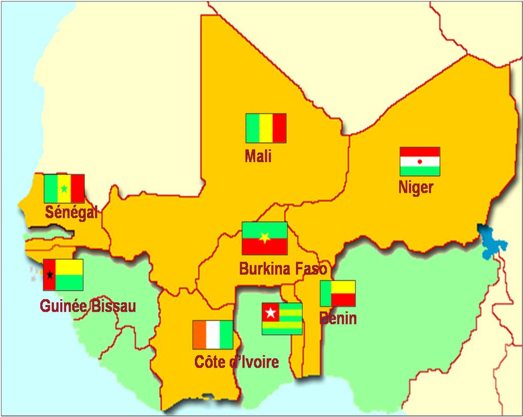 8.Role of West African Economic Monetary Union (WAEMU) Created in January 1994 at Dakar 08 countries 3,5 millions Km² 81