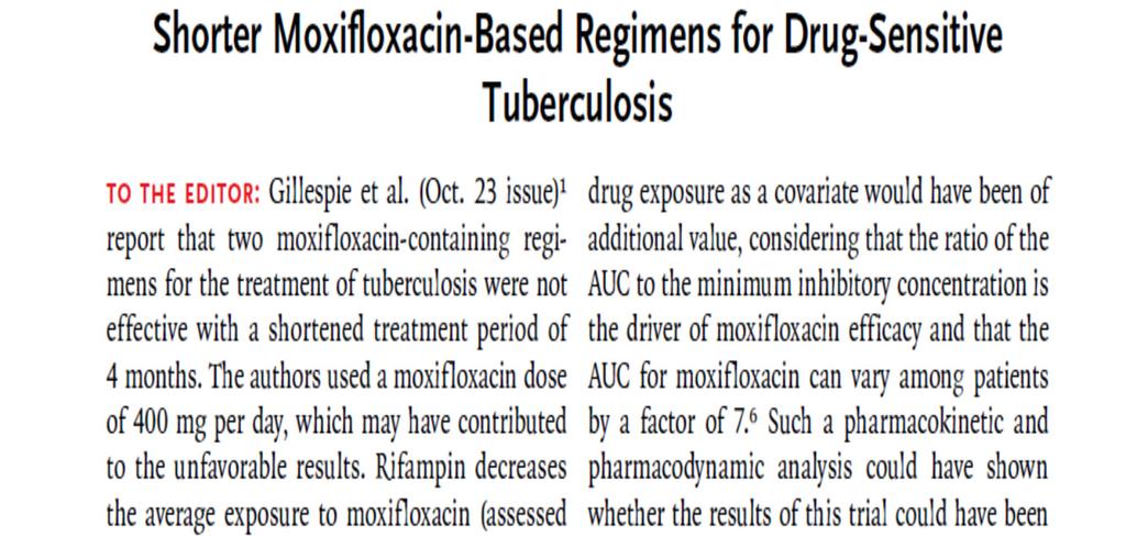 ? Is a 400mg daily dose of Moxifloxacin adequate in all patients
