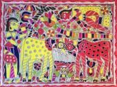 Mithila 1988 Acrylic on paper 9 /4 60 /4 6 /4 1 1/4 7 Jamuna Devi Raja Salhesh