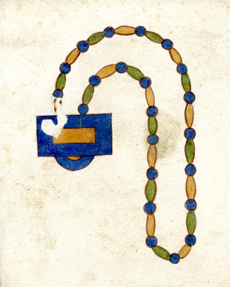 Bead necklace with counterpoise hieroglyph [Gardiner