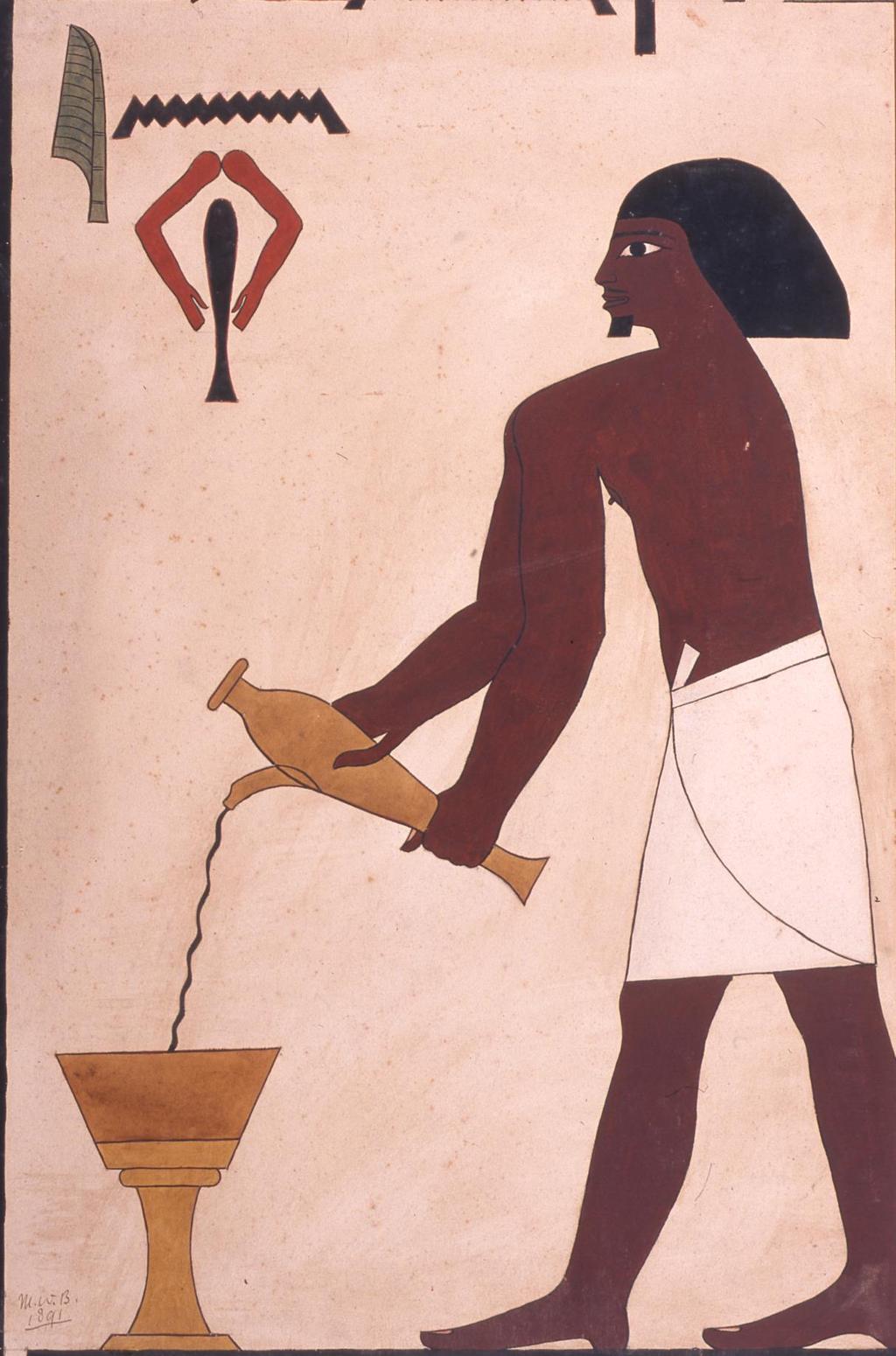 Priest pouring a liquid offering from the