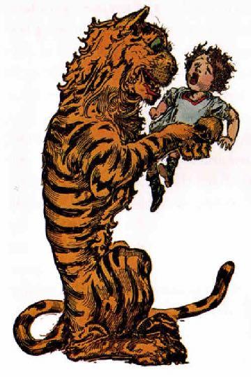 ! Tiger will carry your baby." The Tiger, who had approached the place with the child in its arms, asked in astonishment: "Aren't you going to tear her into sixty pieces?
