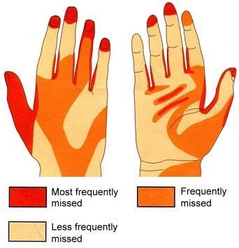 -Rinse hands with running water and dry hands with one use paper towel.