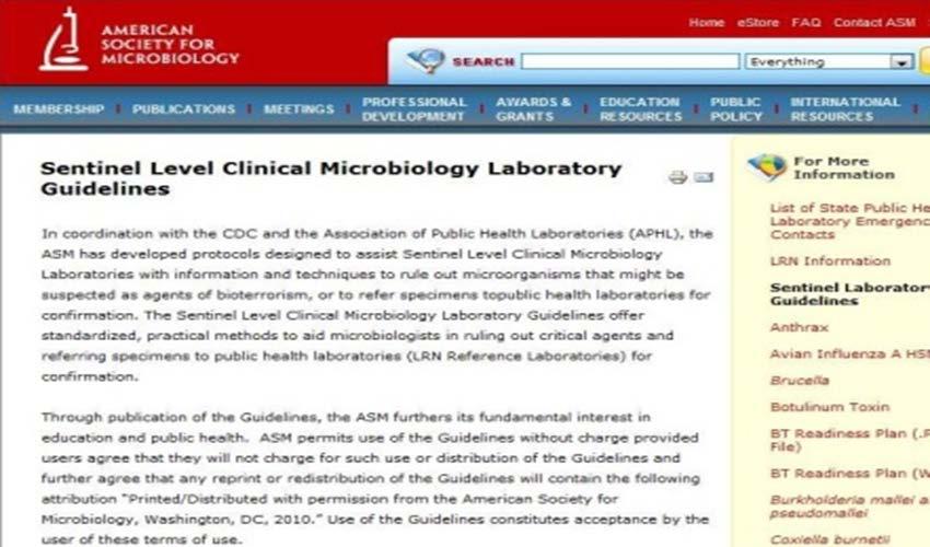 Education through Practice Rule-out and referral of potential bioterrorism agents (both surrogates and attenuated real organisms) using appropriate Sentinel Level Clinical Microbiology