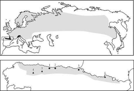 Altitude effects on embryonic development 1879 (a) (b) Fig. 1 (a) Distribution area of Zootoca vivipara. Grey area: viviparous populations; black areas: oviparous populations.