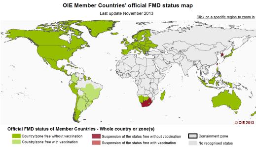 to be included on the OIE official list of countries or zones free from certain