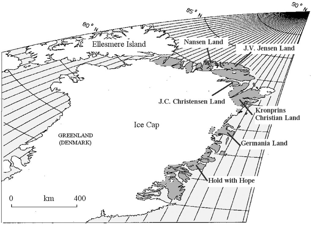 2008 MARQUARD-PETERSEN: HIGH ARCTIC WOLF IN GREENLAND 143 Figure 1. Wolf range (shaded area) and locations of known Wolf reproduction in Greenland, 1978-1998.