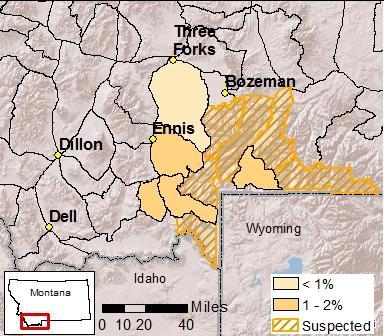 landscape, detection of seropositive elk indicates brucellosis is present in the area and suggests that the disease could be circulating within the elk population, with the potential for elk to