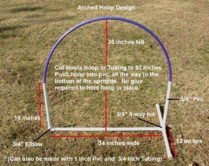 6.1 Hoops The height of the hoops should be 36 and the width is 34-36. The hoop is constructed of two pieces, the base and the hoop. The base of the hoop should be 34-36.