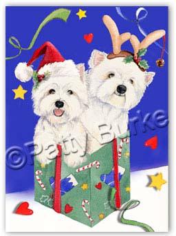 WestieMed Holiday Items Holiday Shop - Cards, Ornaments & Garden Flags Westie Christmas Cards Santa Westie Garden Flag Westie