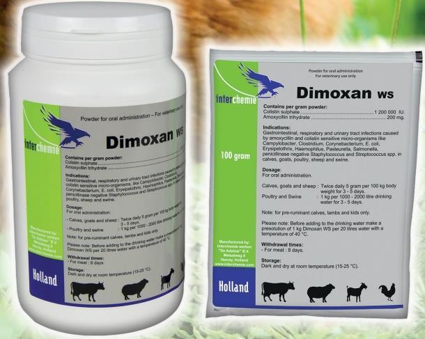 Dimoxan WS The ultimate synergistic combination of Amoxycillin & Colistin antibiotics.