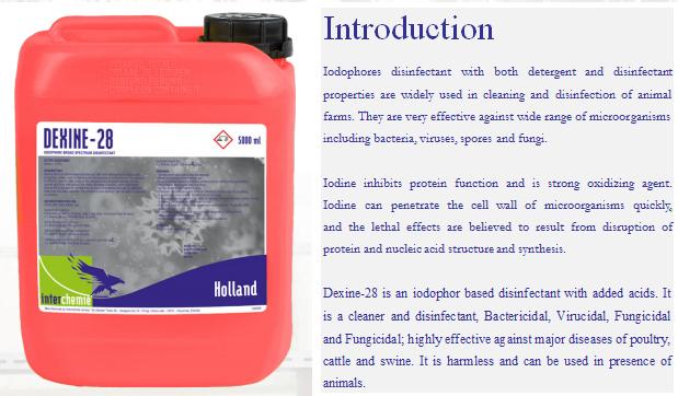 Animal husbandry housing and hatcheries: After rinsing and drying, apply Dexid-400 at 0.25% (no specific disease; 1:400) to 0.5% (disease outbreaks; 1:200) by spraying (ca. 1 l of solution per 4 m2).