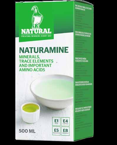 Natural Naturamine Tonic consisting of minerals, trace elements and important amino acids Natural Naturamine is assimilated very easily by the pigeon organism.