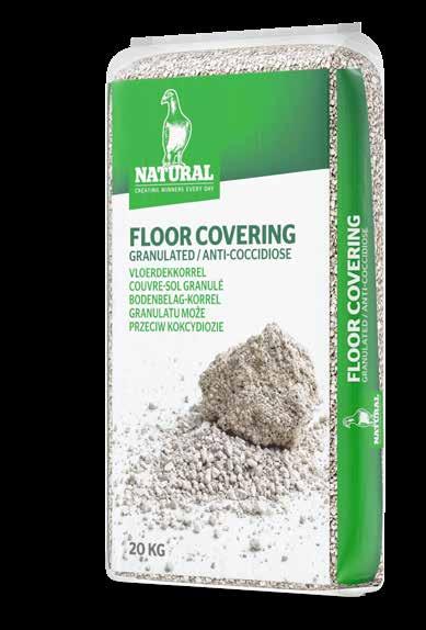 Natural Granulated Floor Covering Anti-coccidiosis for improved hygiene in the loft For the pigeon fanciers with only a limited amount of time to spend on their loft, the Natural Granulated