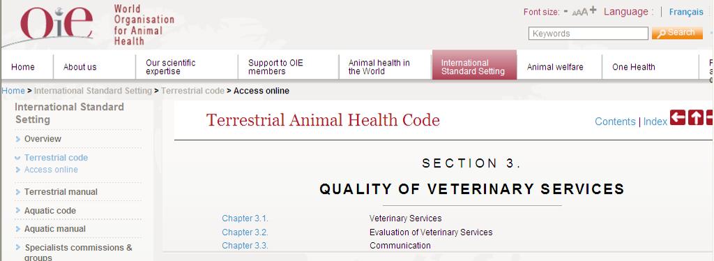 Terrestrial Animal Health Code - mammals, birds