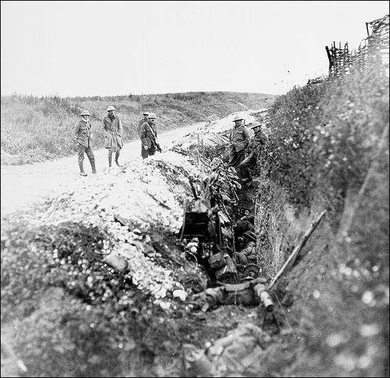 Newfoundland Soldiers in St. John's Road Support Trench, July 1, 1916 This picture was taken before the start of the attack, July 1, 1916.