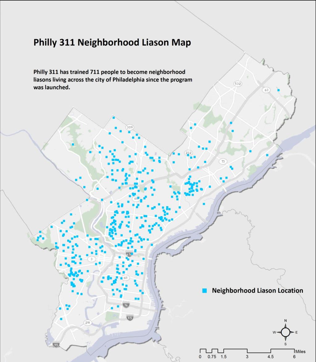 Results To date, Philly311 has trained over 950 Neighborhood Liaisons.