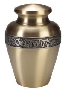 95 Guardian Scroll Urn Rich brown finish with a tastefully gilded forgets me not scroll.