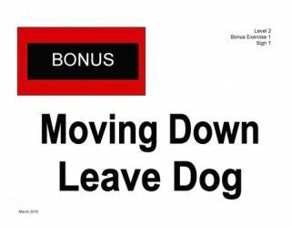 Left About Turn While moving forward with the dog in heel position, the handler does an about U turn (180 ) to his/her left, while the dog turns to the right, moving around behind the handler and