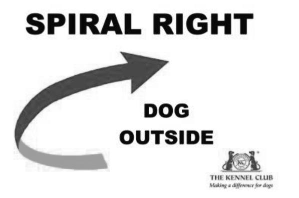 S(C) 25. SPIRAL RIGHT-DOG OUTSIDE. Three cones are placed in a straight line approximately 1.5 metres apart.