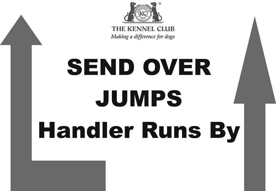 S(C) 43. SEND OVER JUMPS-Handler Runs By. The jump may be either a solid or bar jump the broad jump shall not be used. This exercise begins approximately 3 metres in front of and 1.