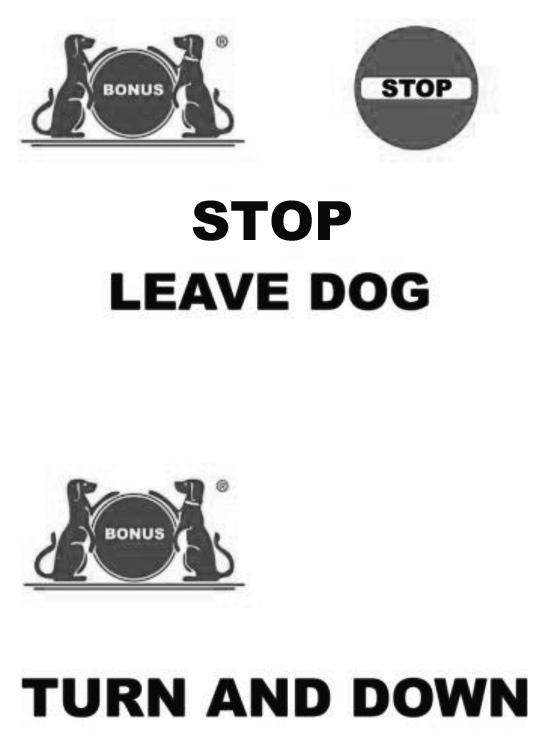 S(C) BONUS EXERCISE 2 STOP LEAVE DOG-TURN AND DOWN This exercise requires two signs. At the first sign Stop Leave Dog the dog/ handler team stops and the dog sits.