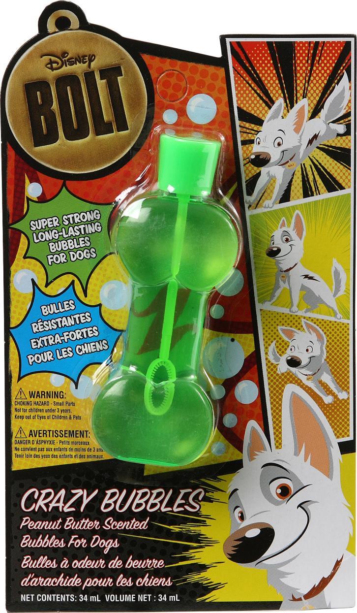 BOLT CRAZY BUBBLES CRAZY BUBBLES Peanut Butter-Scented Bubbles For Dogs When famous TV action hero Bolt is accidentally shipped to New York, he learns his super