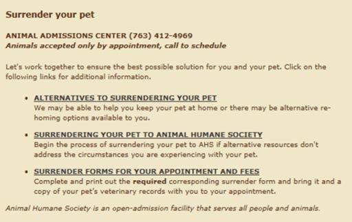 Scheduled Intake Not no, just not now Allows thoughtful planning on both sides Needs of animals in the shelter Needs of animals outside the shelter Opportunity for alternatives