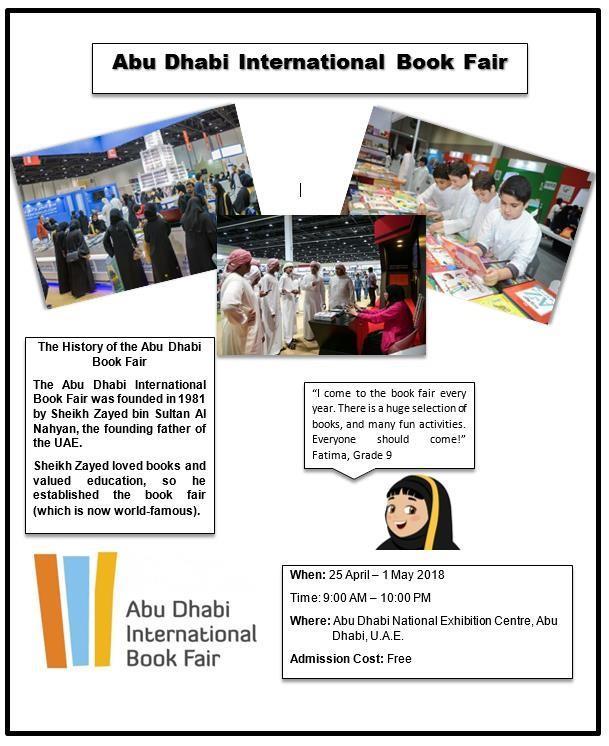 Text E: Abu Dhabi International Book Fair E1. Where does the Abu Dhabi International Book Fair take place? A. at the National Exhibition Center B.