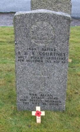 Photo of Driver A. H. E. Courtney s Commonwealth War Graves Commission Headstone in Tomnahurich Cemetery, Inverness, Scotland.