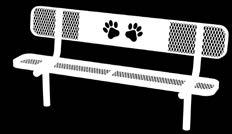 BENCHES 6' length Expanded or Perforated metal In-ground, portable, or surface mount Bench accessories are sold separately TRASH RECEPTACLES 32