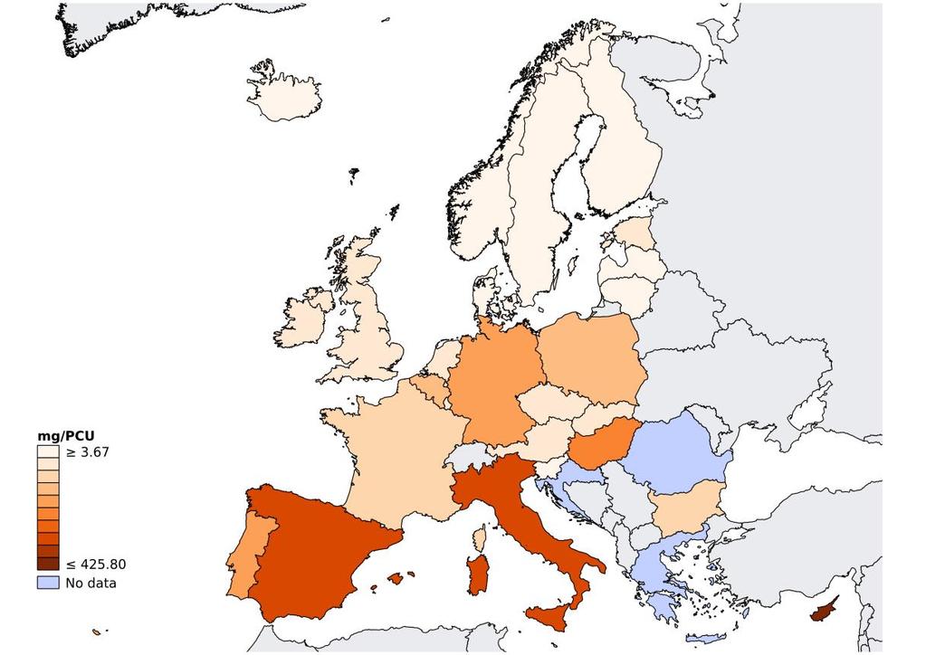 Spatial distribution of overall sales of all antimicrobials for