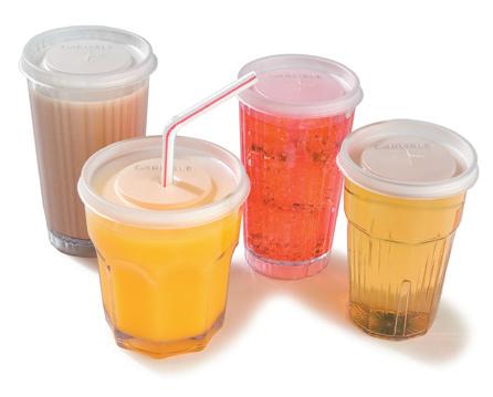 Accessories for the Healthcare Market DISPOSABLE LIDS Snug fitting lids fit a variety of Carlisle Tumblers and are slotted for use with straws DISPOSABLE LIDS 9821455* Lid w/straw Slot, fits 6 oz