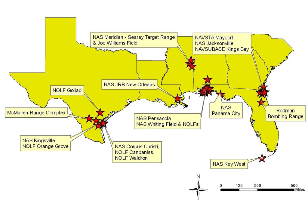 4.3 COMMANDER, NAVY REGION SOUTHEAST Commander, Navy Region Southeast includes installations in Alabama, Florida, Georgia, Mississippi, Louisiana, and Texas, and Guantanamo Bay, Cuba.