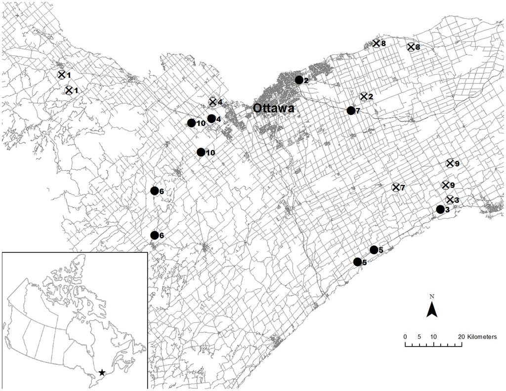 Figure 1. Sampled pond distribution across Eastern Ontario.