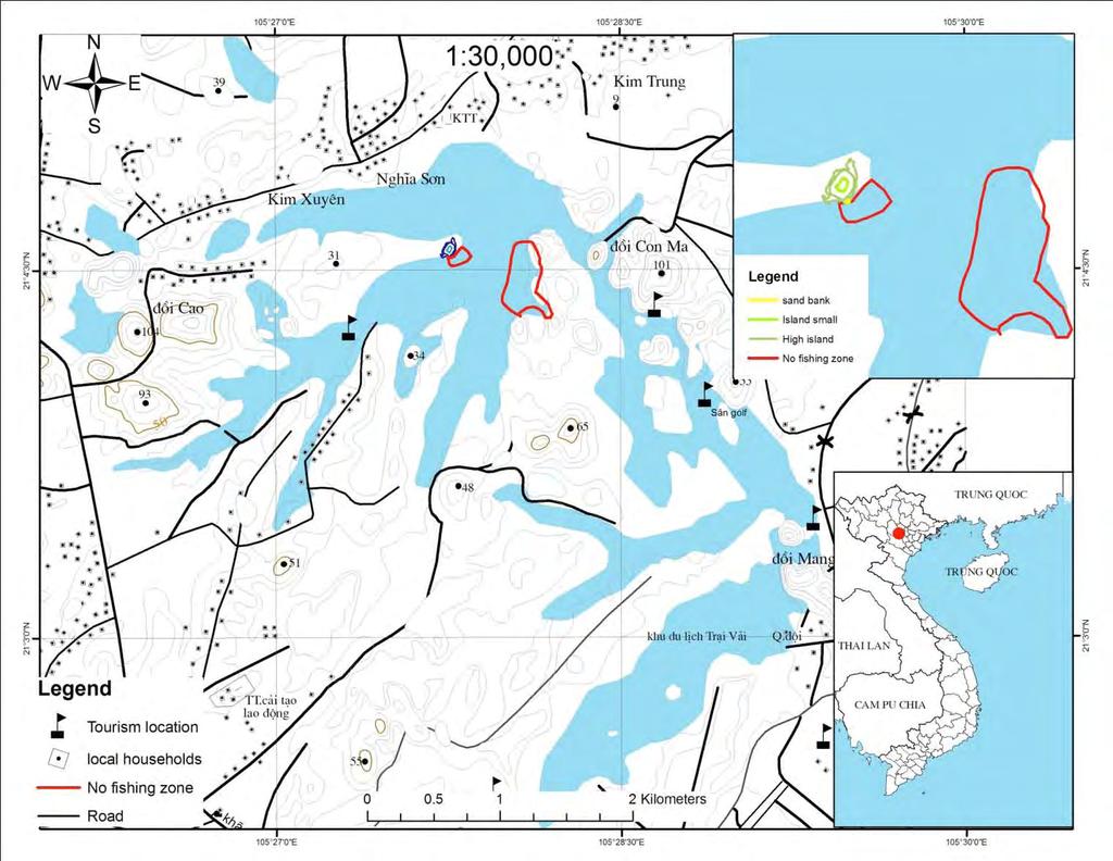 Map of No fishing zone for Rafetus swinhoei in Dong Mo Lake A 19ha