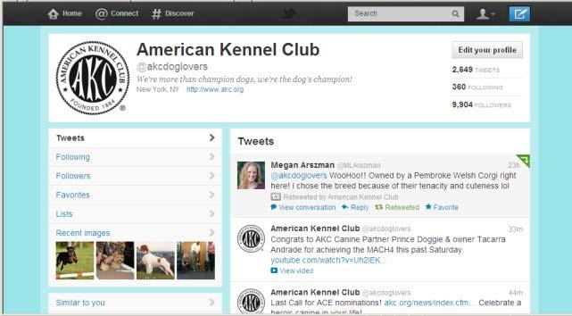 AKC Profile Page Our tweets show up in our follower s newsfeeds We