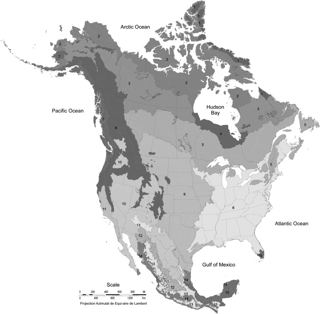 Journal of Heredity, 2018, Vol. 109, No. 5 589 Figure 2. North American level-1 ecoregions (modified from Commission for Environmental Cooperation 1997).