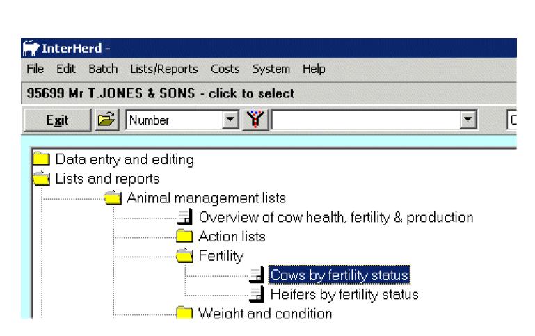1.6 First steps in using the data stored in InterHerd 1.6.1 The Fertility Graphic The fertility graphic displays the fertility status of each cow in the herd, highlighting those that may require attention.