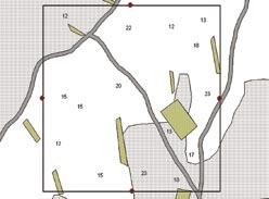 Fall 2002 Eight + Quail/Acre Figure: Grid 5 of survey shows the number of bobwhites counted from 15 coveys on a 30-acre grid. Coveys were first located using earlymorning covey calls.