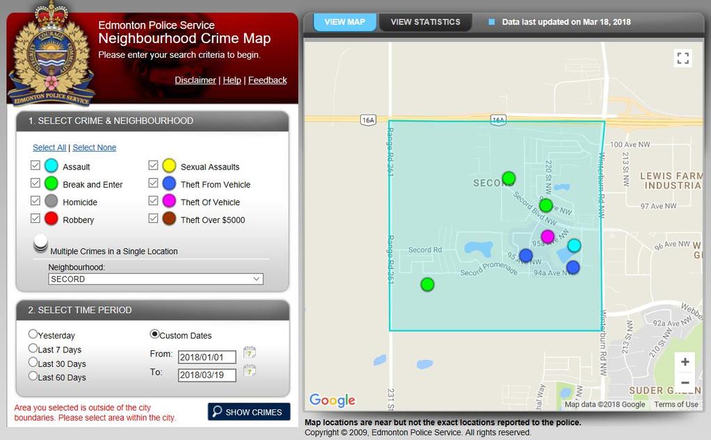 OTHERS CRIME IN SECORD Report all Crime to Edmonton Police Services (EPS) at 780-423-4567. For crime in progress, call 911. This is how police presence will be increased in the neighbourhood.