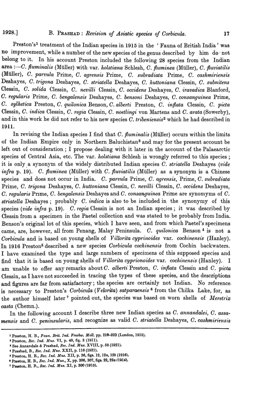 1928.] B. PRASHAD: Revision of Asiatic species of Oorbicula.