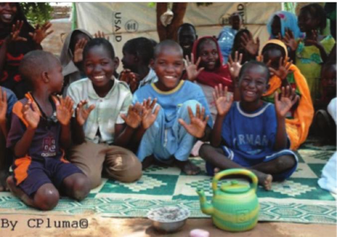 Public awareness campaigns were launched in 225 schools, 101 hospitals, and 21 markets in the country. Children celebrate Global Handwashing Day in East Chad.