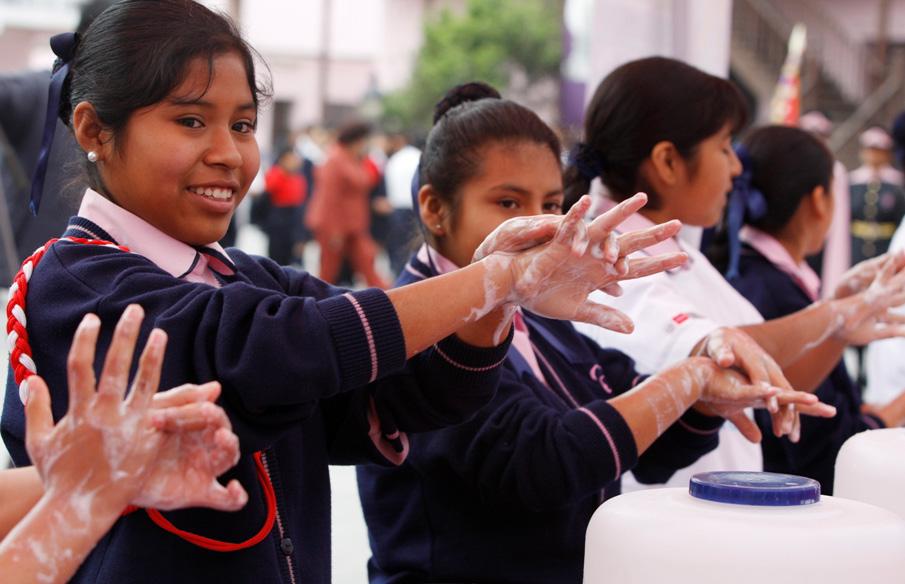 Children celebrate Global Handwashing Day in Mosselbay, South Africa.