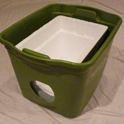 Start by using a Rubbermaid Tote 18 gallon cutting a 6" diameter hole in the tote to act as an entrance.