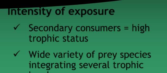 s as Indicator Species Intensity of exposure