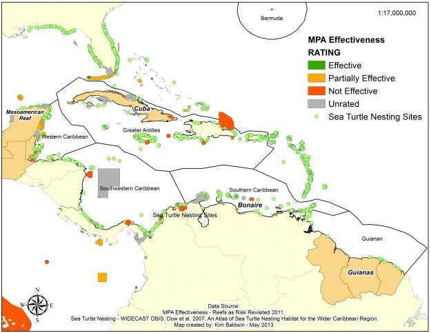 Figure 29: MPA Effectiveness in the Caribbean Region In 2011 NOAA undertook assessment of MPA management capacity in association with the Caribbean Marine Protected Areas Management Network and Forum